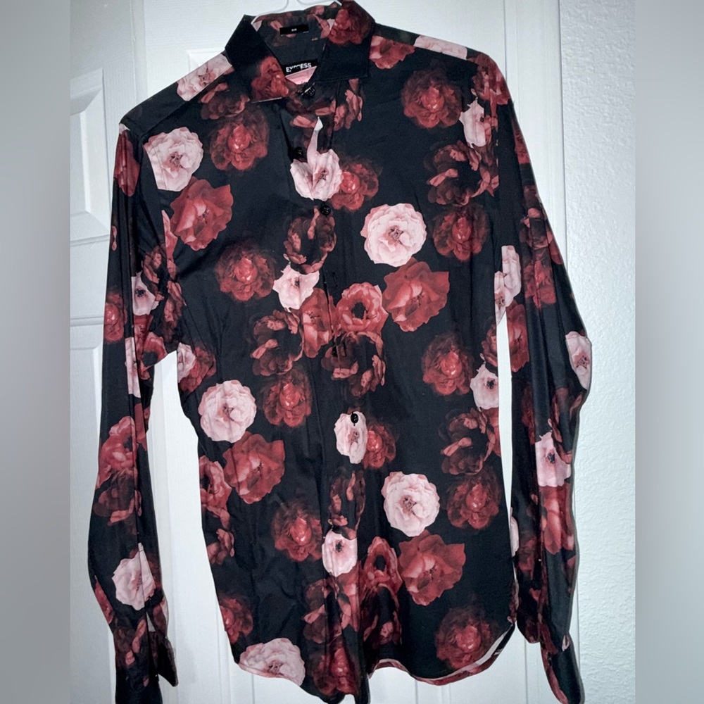Express Black and Red Patterned Top
